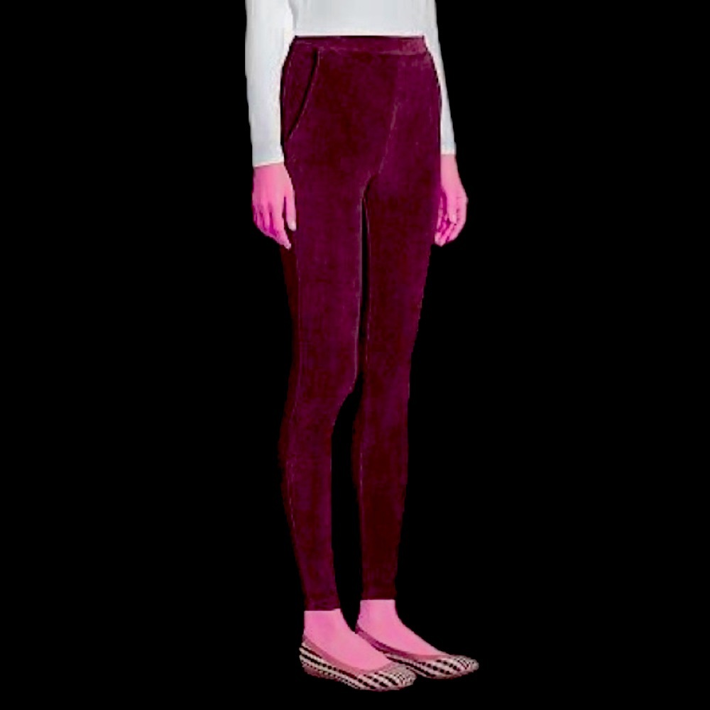 LANDS’ END Burgundy Corduroy Leggings, Size MP. - Picture 2 of 13